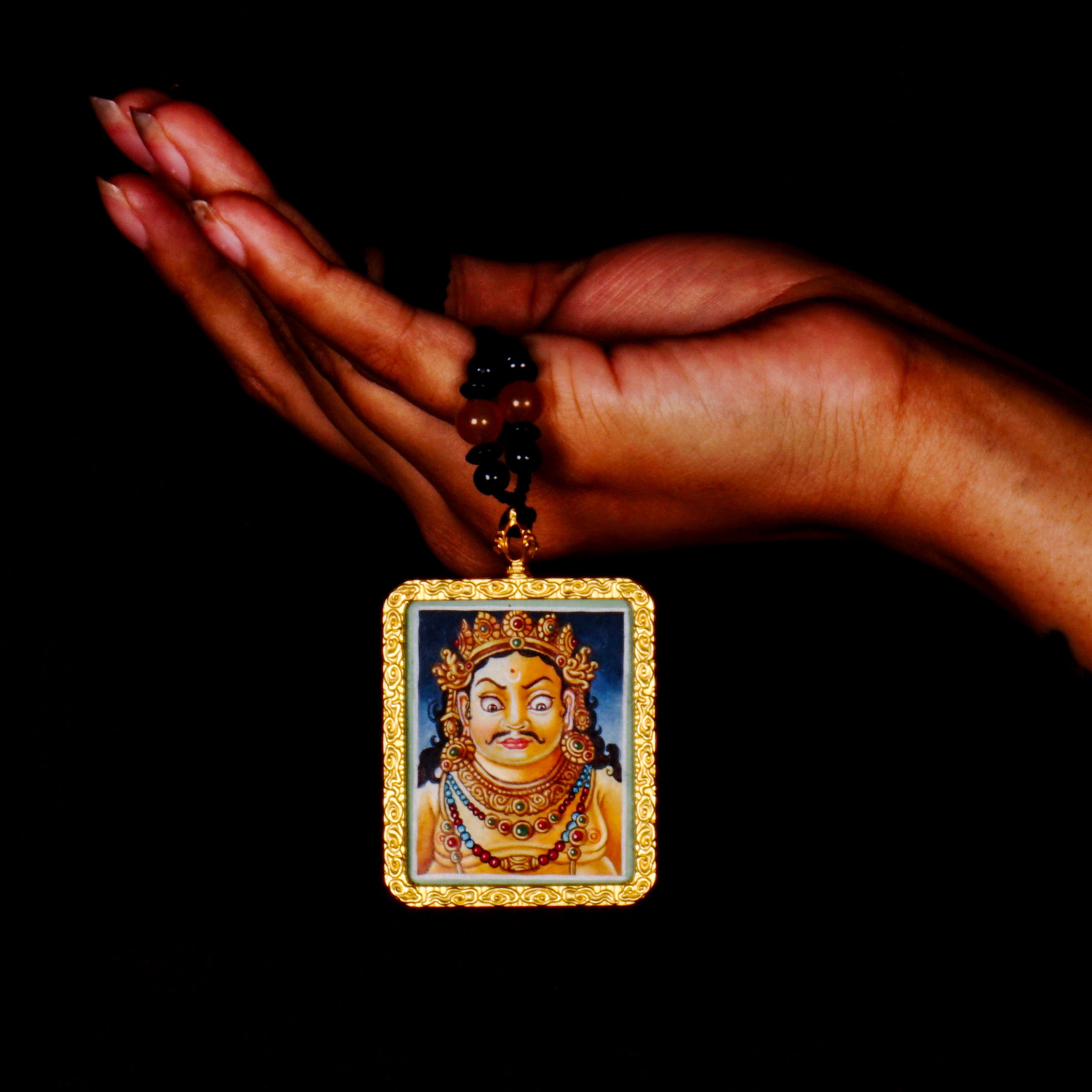 Zambala Amulet Thangka Represents prosperity, generosity, and balance