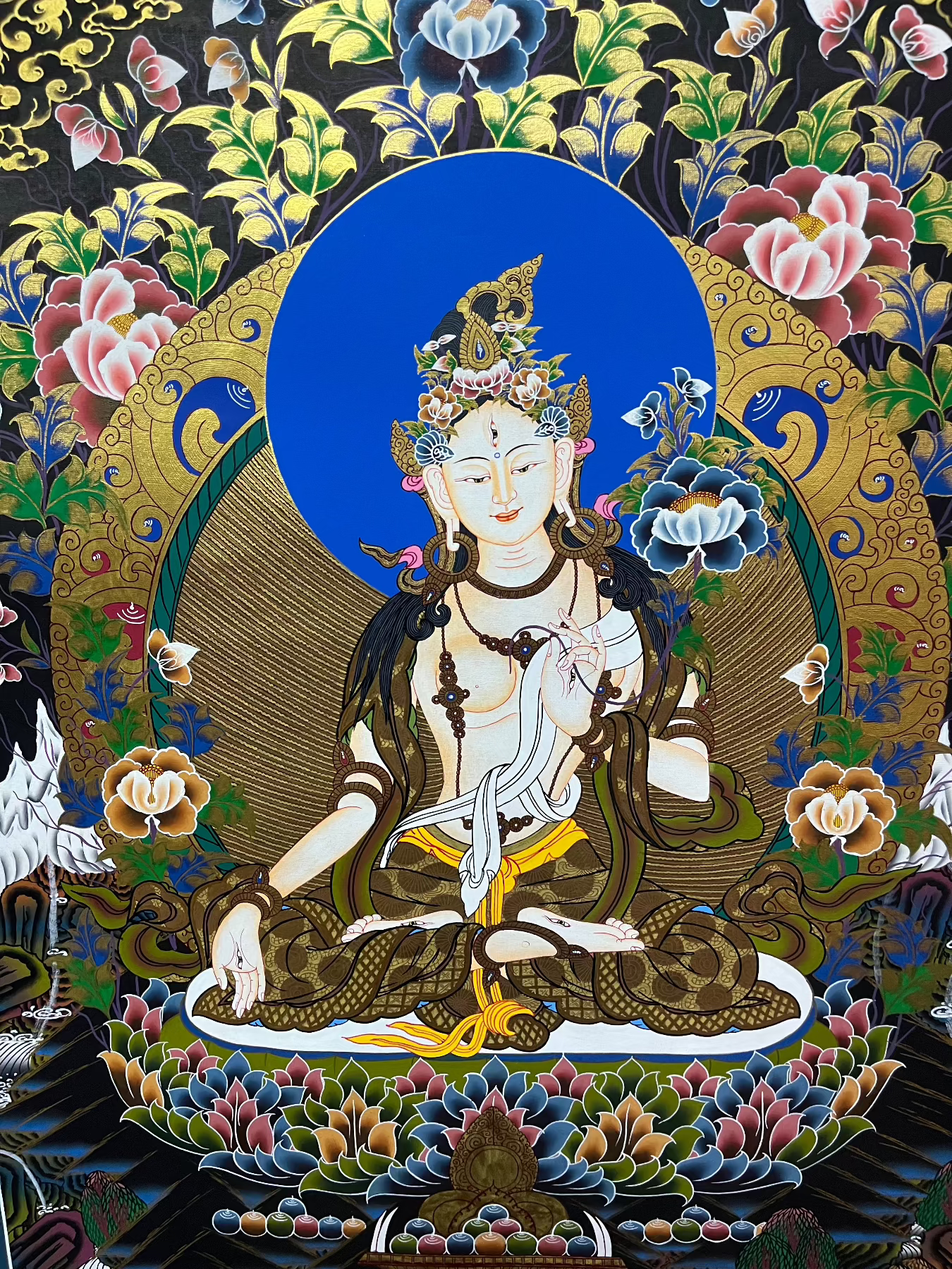 White Tara Thangka - Handpainted Art