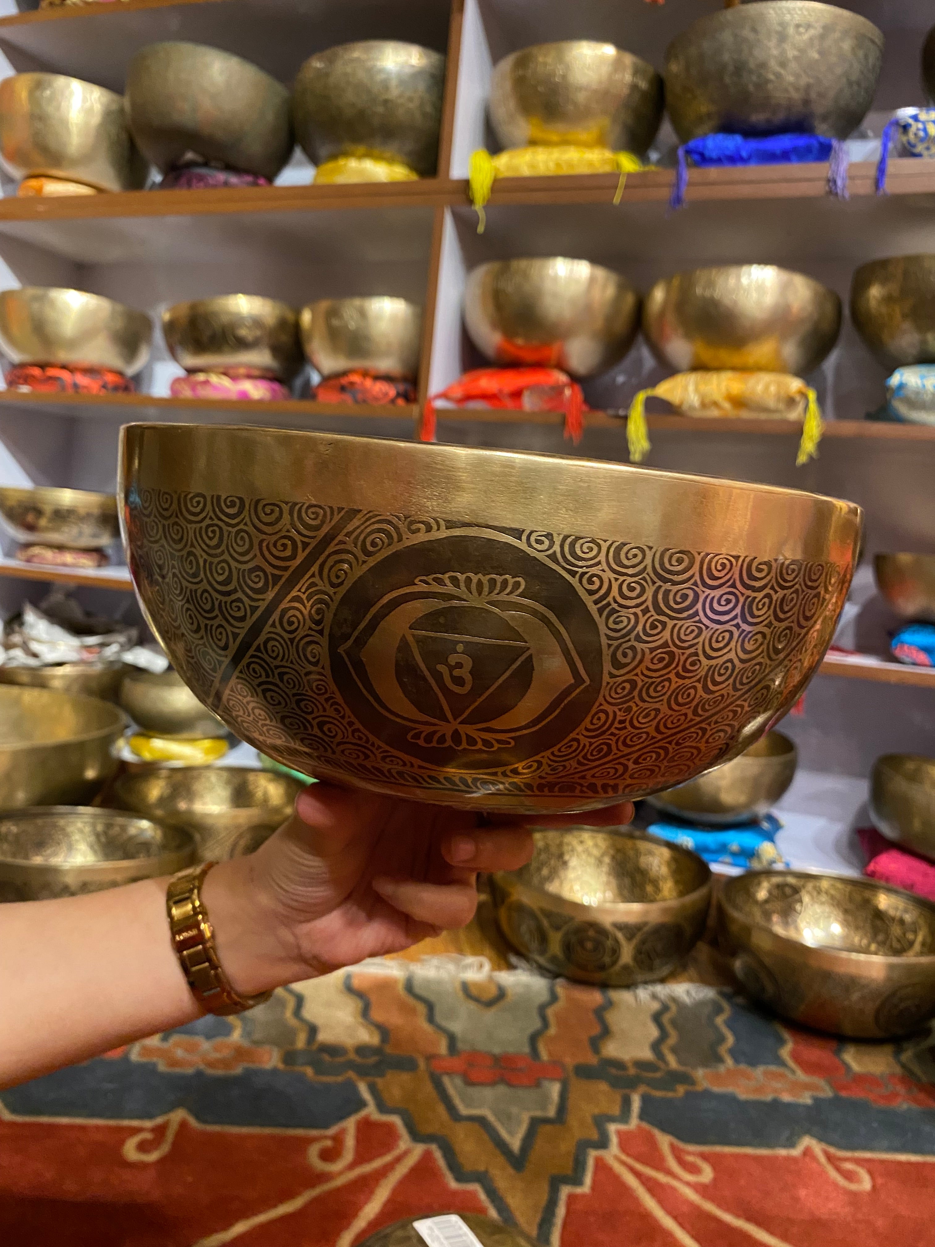 Zambala Carved Singing Bowl - Tibetan Handcrafted Buddhist Bowl