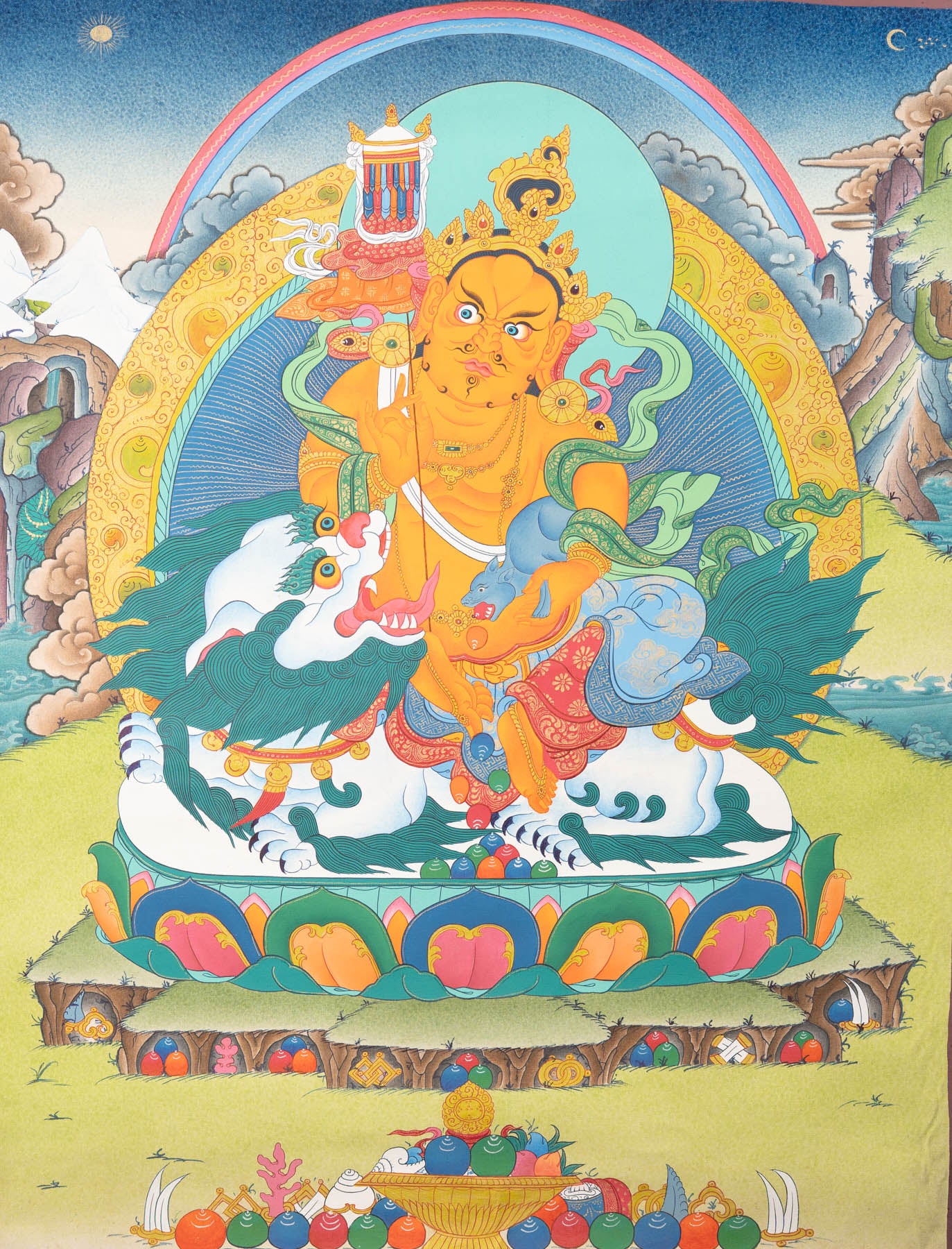 Zambala Prosperity Thangka - Handpainted Art