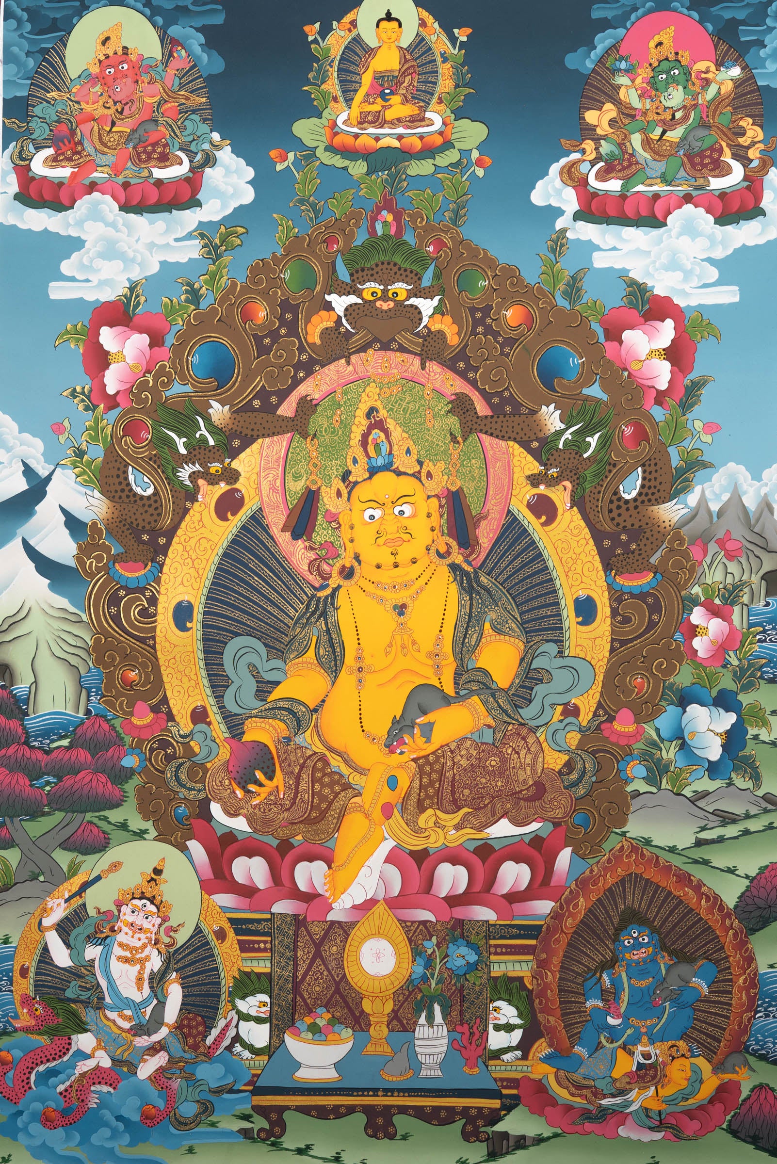 Zambala Guardian Deity Painting  - Tibetan Handpainted Art