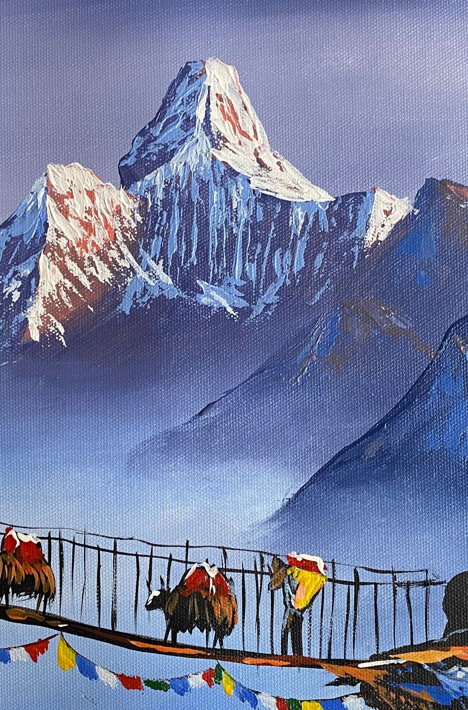 Oil Painting of  Mount Ama Dablam with Beautiful Scenario.