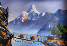 Oil Painting of  Mount Ama Dablam with Beautiful Scenario.
