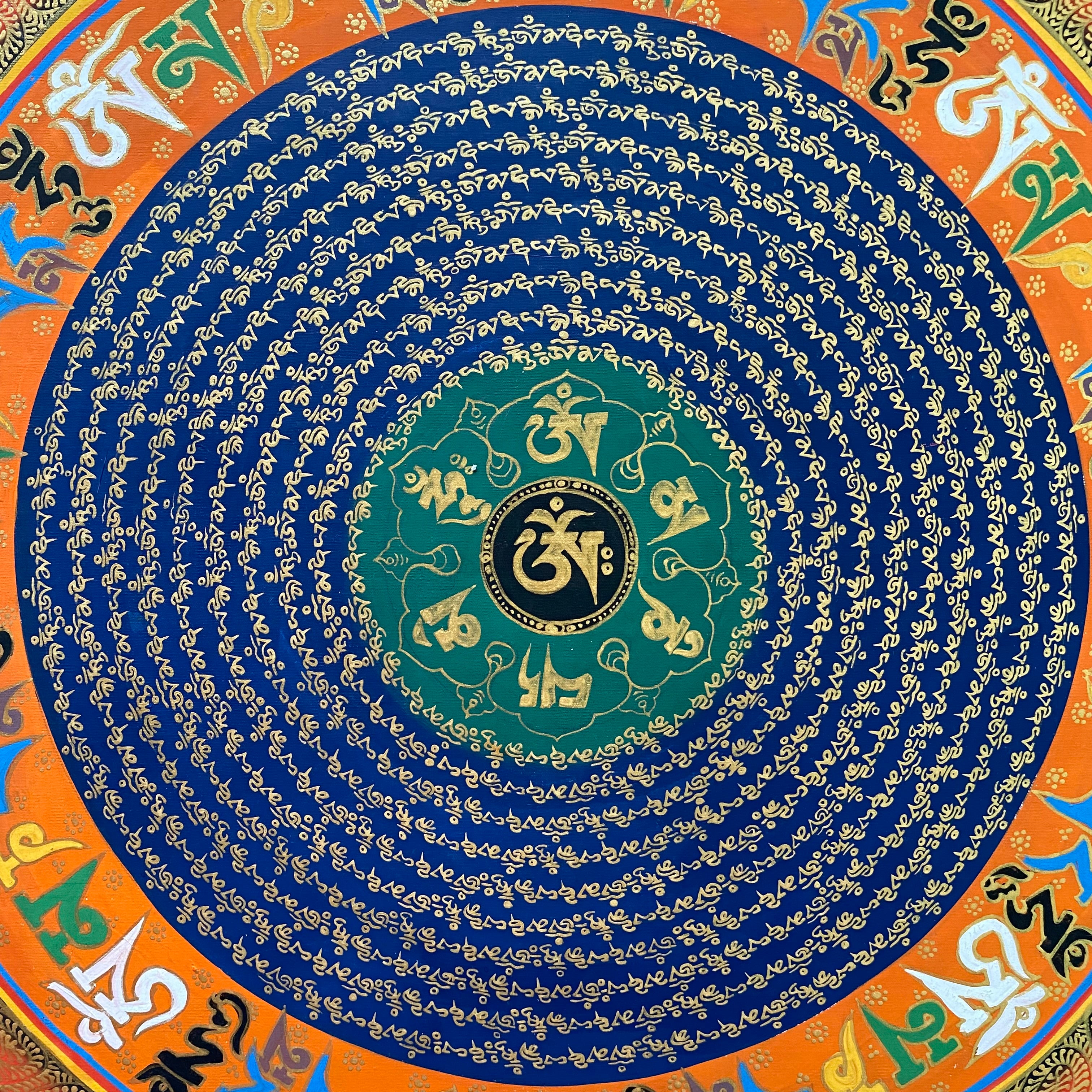 Mantra Mandala Thangka - Handpainted Tibetan Art for spirituality.