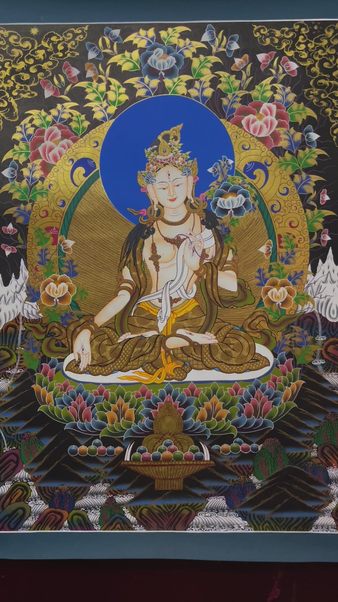 White Tara Thangka - Handpainted Art