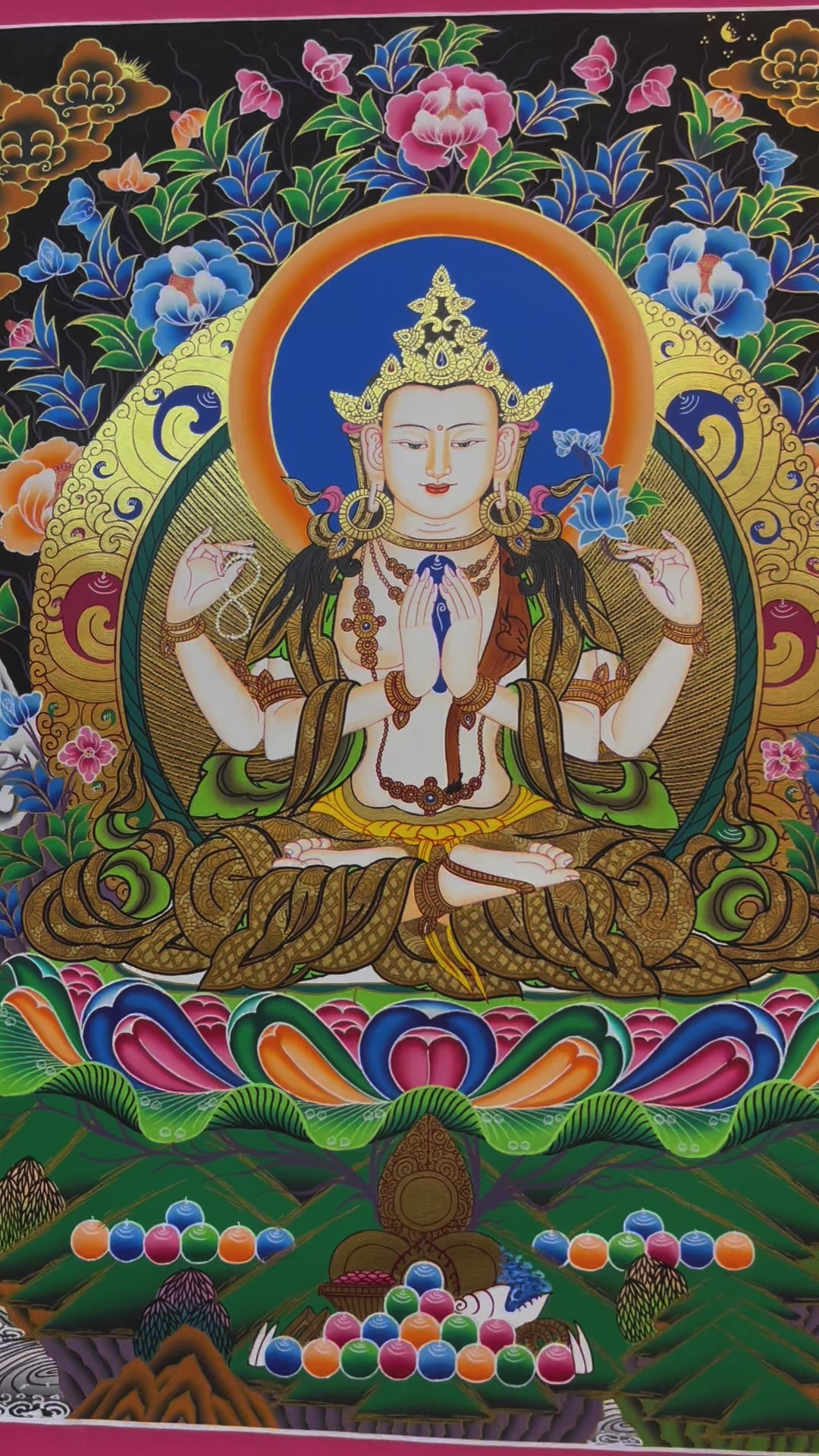 Chengresi Thangka - Handpainted Tibetan Art