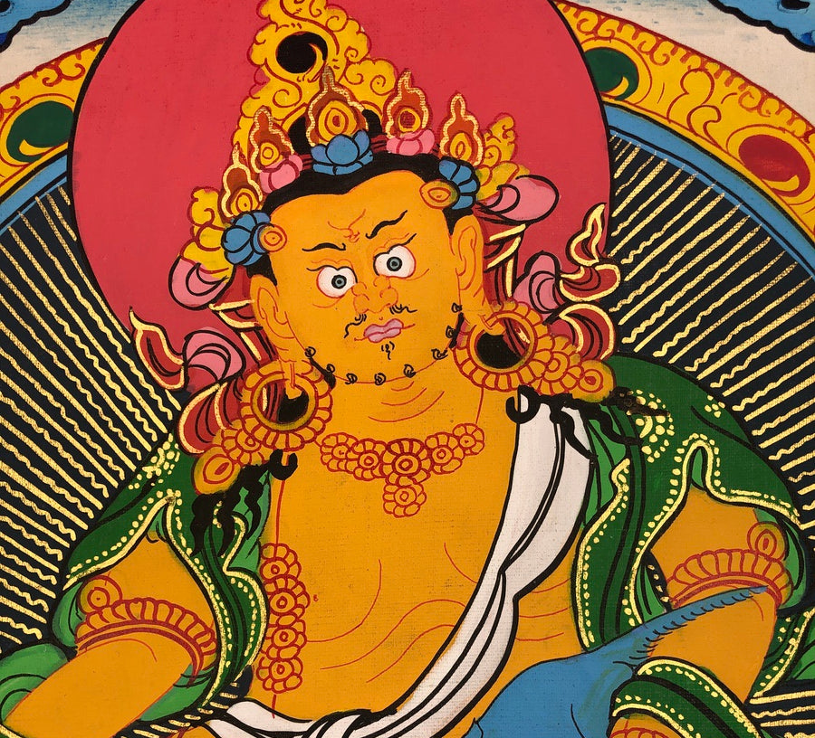 Small Sized Kuber Tibetan Thangka Painting | Zambala Art - Lucky Thanka