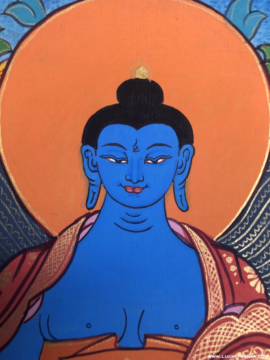 Small Medicine Buddha Thangka Painting - Lucky Thanka