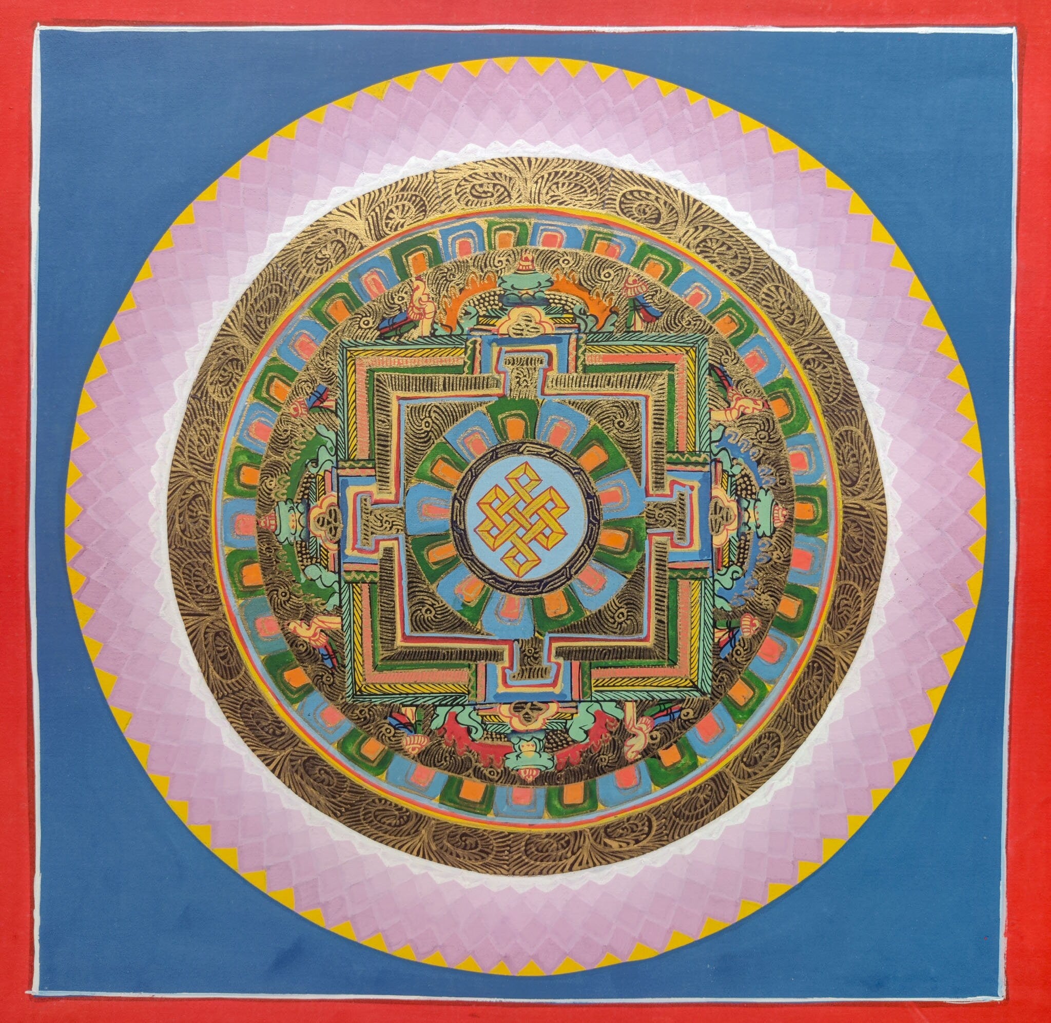 Sky Blue Mandala - Tibetan Thangka