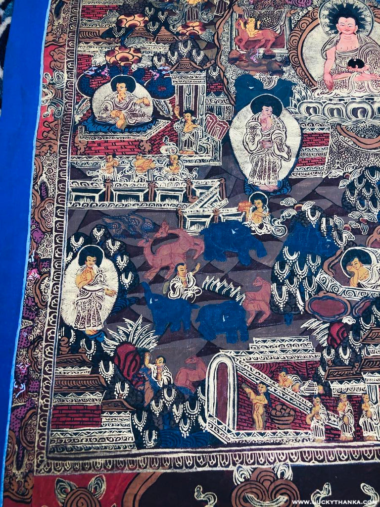 Shakyamuni Buddha Life Thangka from Nepal - Lucky Thanka