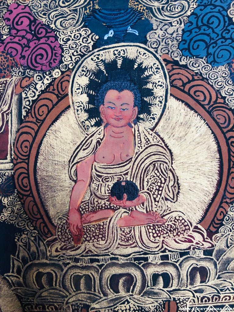 Shakyamuni Buddha Life Thangka from Nepal - Lucky Thanka