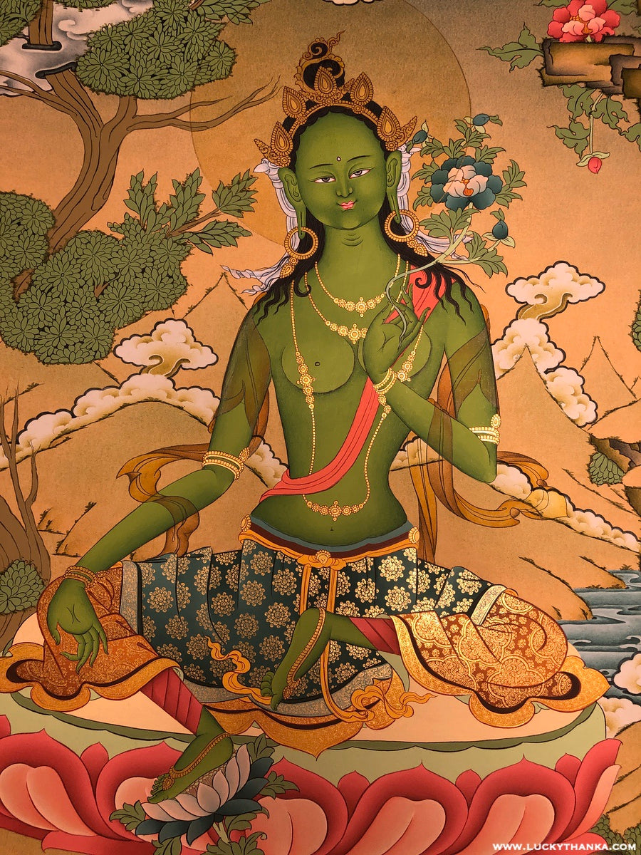 Green Tara Thangka Painting - Lucky Thanka