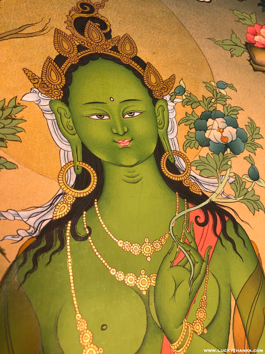 Green Tara Thangka Painting - Lucky Thanka