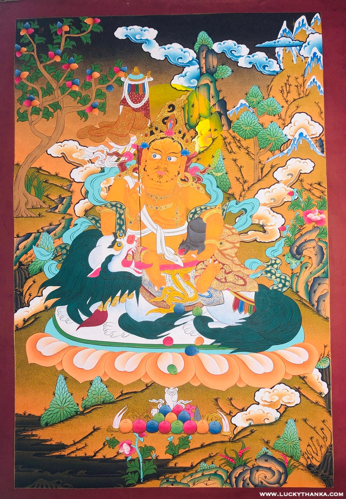 Dzambala Thangka ( God Of Wealth) Wall Hanging Painting on Sale - Lucky Thanka