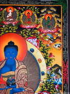 The Blue Buddha of Healing- Medicine Buddha Thangka - Lucky Thanka