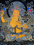 Black and Silver Thangka Painting of Manjushri - Lucky Thanka