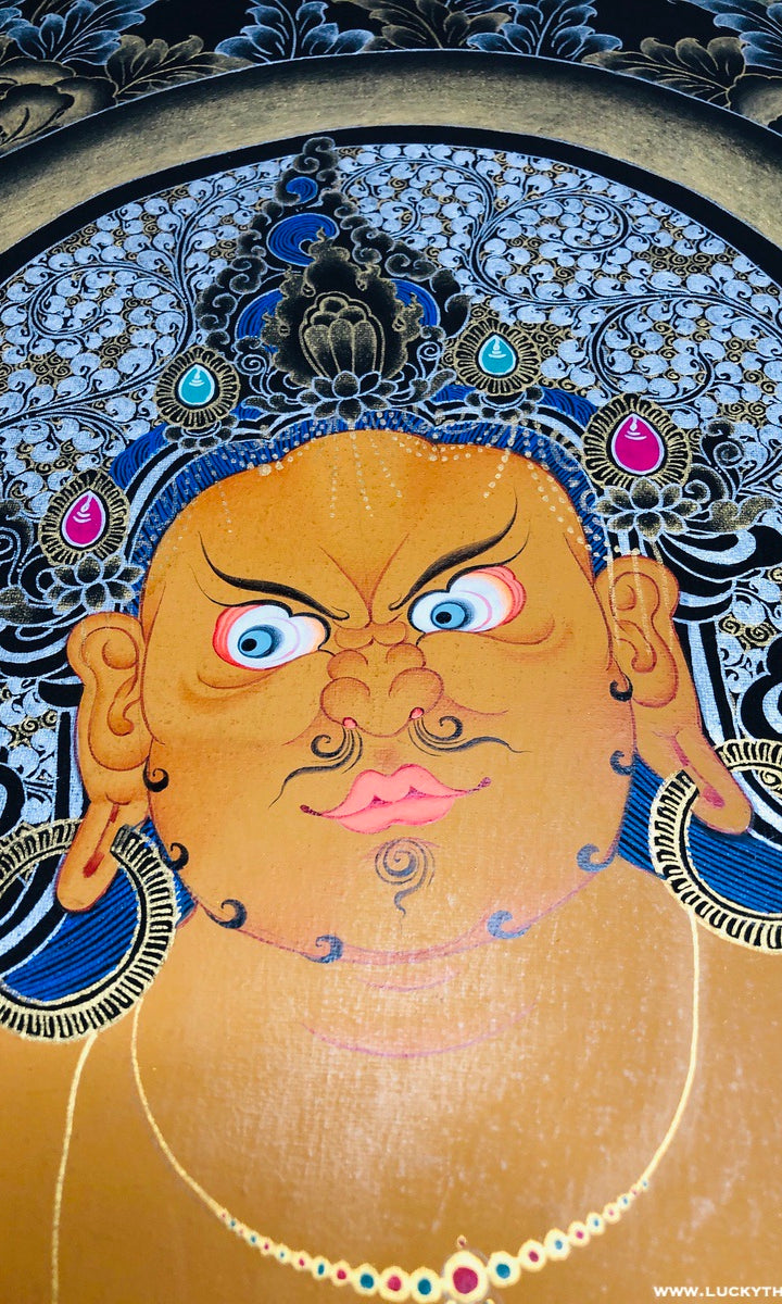 Gold and Silver Five Zambala Thangka Painting | Tibetan Thangka on Sale - Lucky Thanka