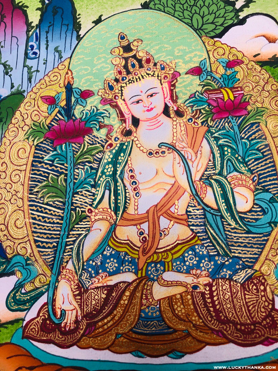 Lotus Sutra Manjushri Thangka Painting - Lucky Thanka