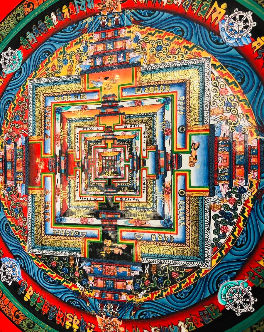 Red Kalachakra Mandala Thangka Painting | Art and Craft - Lucky Thanka