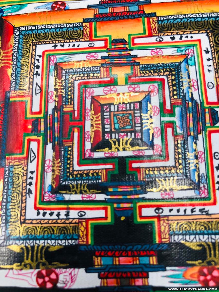 Red Kalachakra Mandala Thangka Painting | Art and Craft - Lucky Thanka