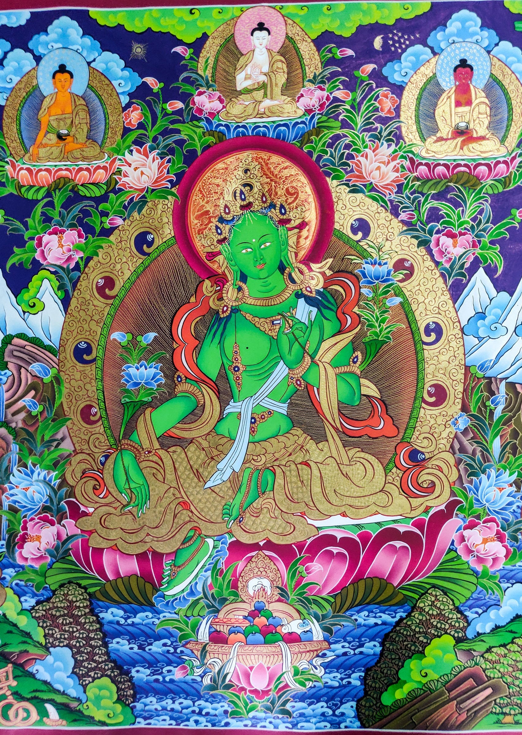 Thangka Painting of Green Tara - Lucky Thanka