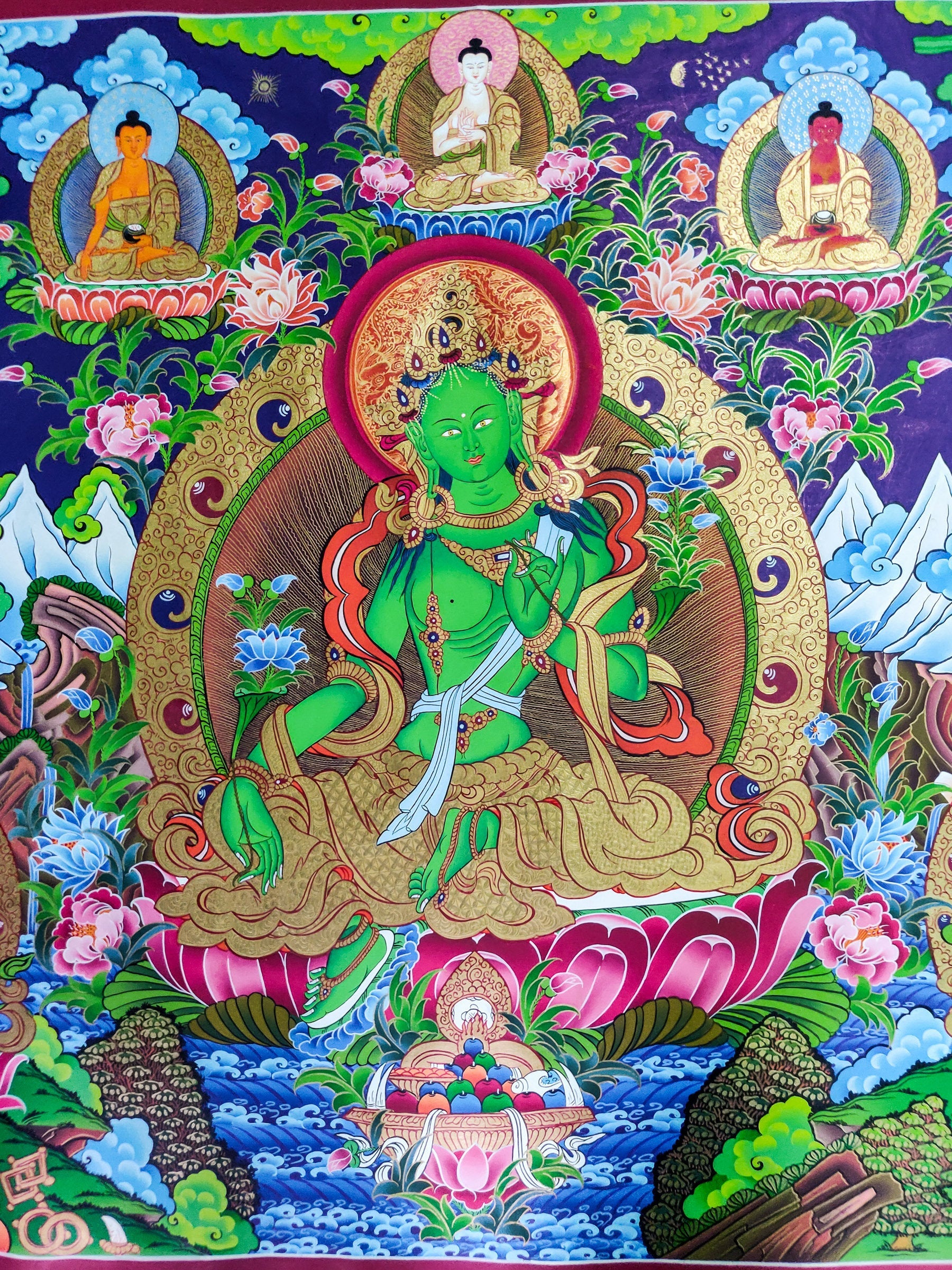 Thangka Painting of Green Tara - Lucky Thanka