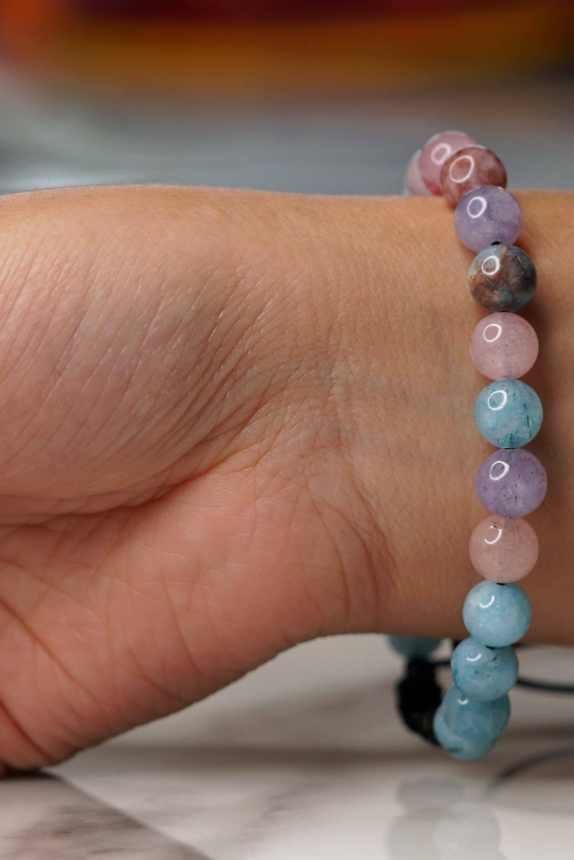 100% Natural Stone Wrist Mala Bracelet | Handmade Stretchable Bracelet - Lucky Thanka