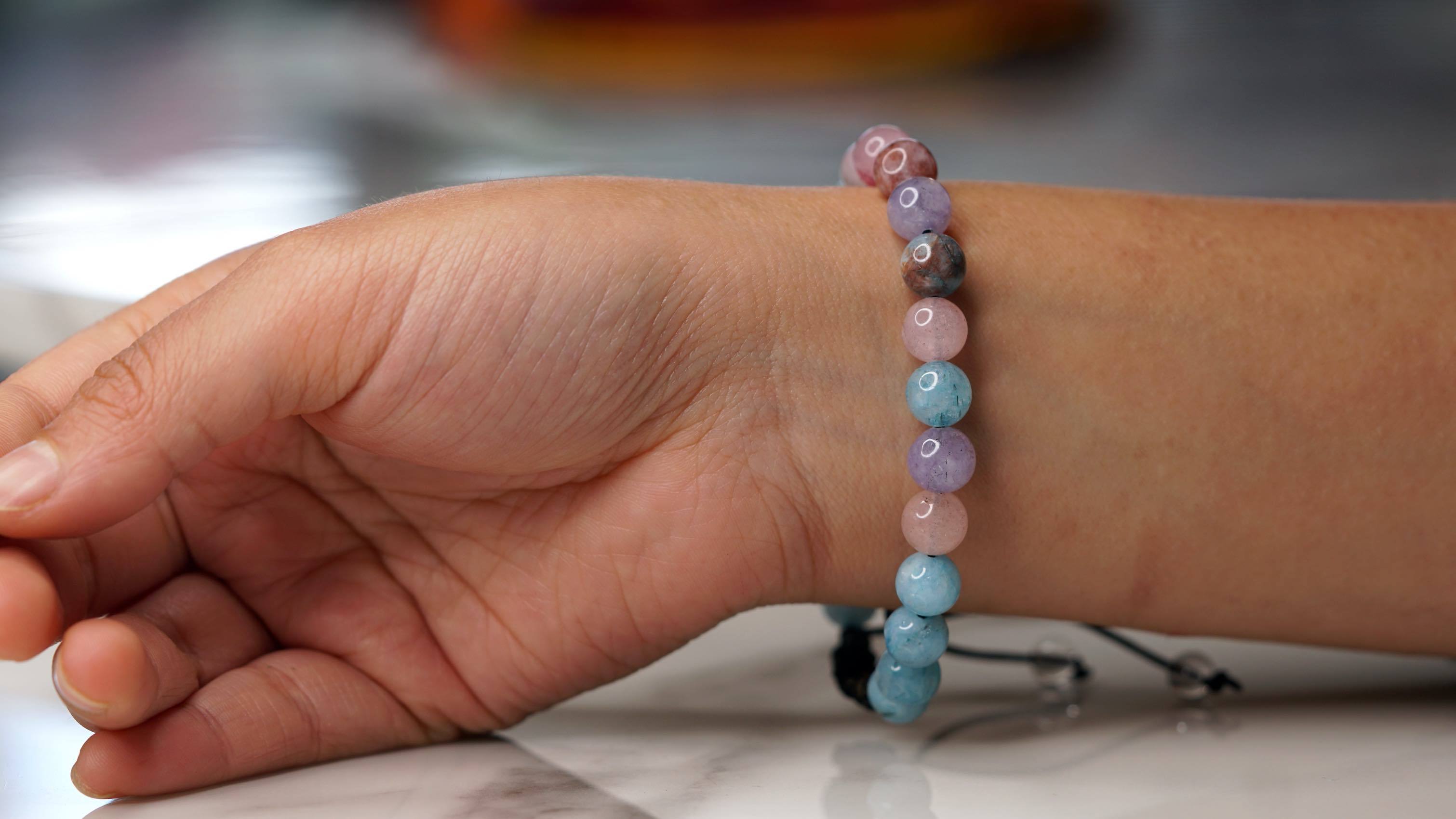 100% Natural Stone Wrist Mala Bracelet | Handmade Stretchable Bracelet - Lucky Thanka
