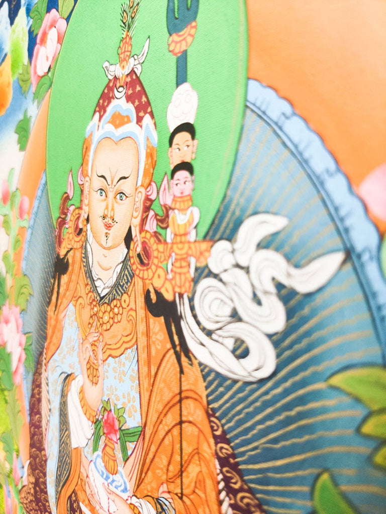 Guru Rinpoche on a lotus flower wall art - Lucky Thanka