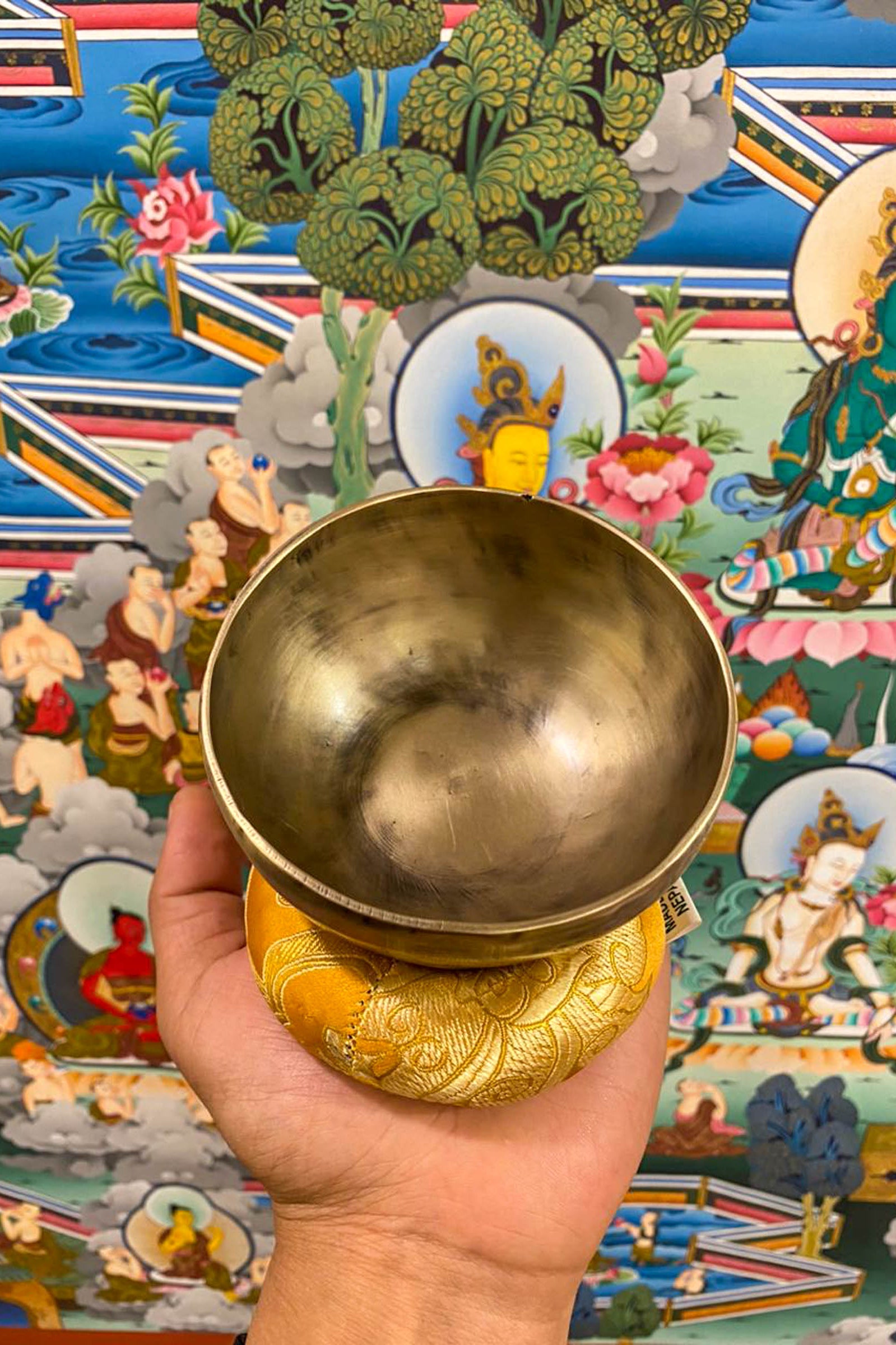 Small Full Moon Singing Bowl - Handcrafted in Nepal  - LuckyThanka