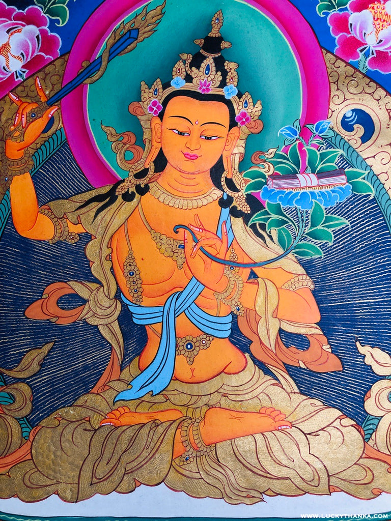 Beautiful Hand Painted Manjushri Thangka - Lucky Thanka