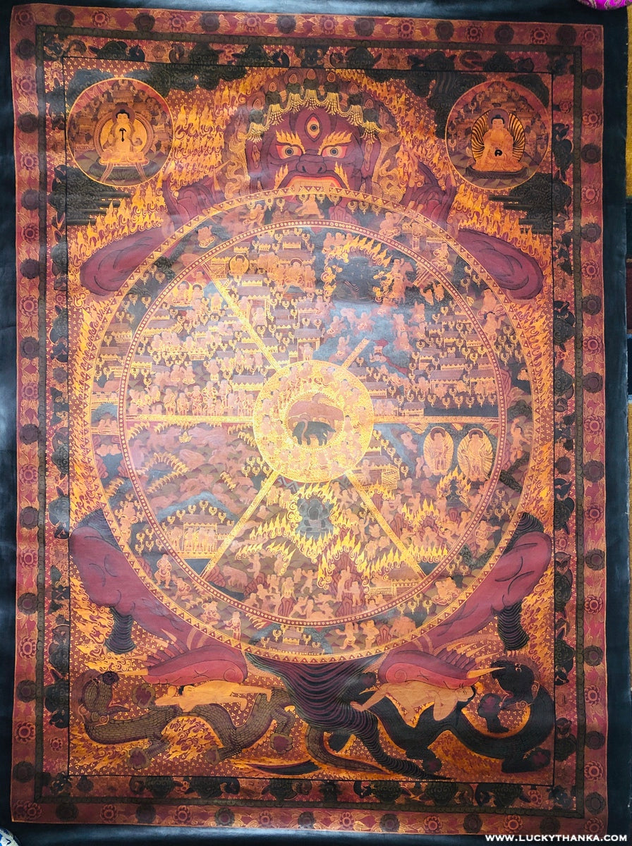 Wheel Of life Chakra Thangka Painting - Lucky Thanka