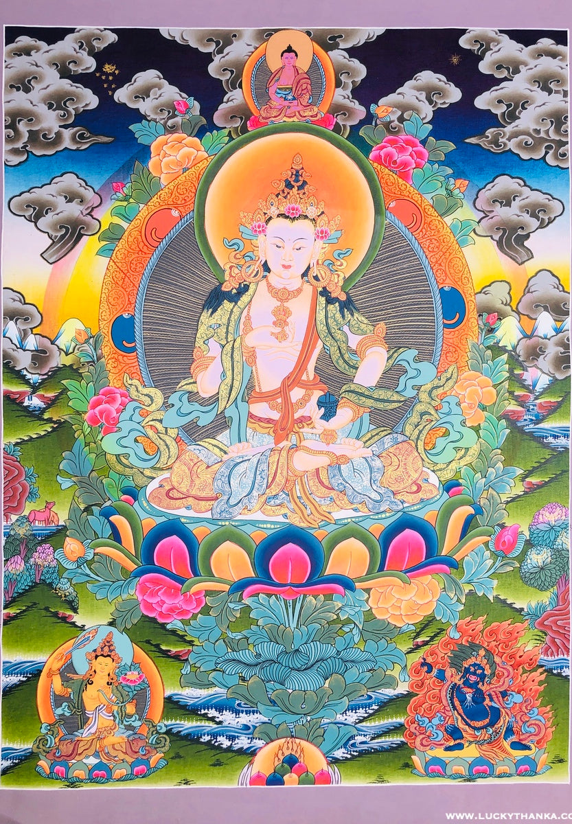 Vajrasattva Thangka Painting from Nepal - Lucky Thanka