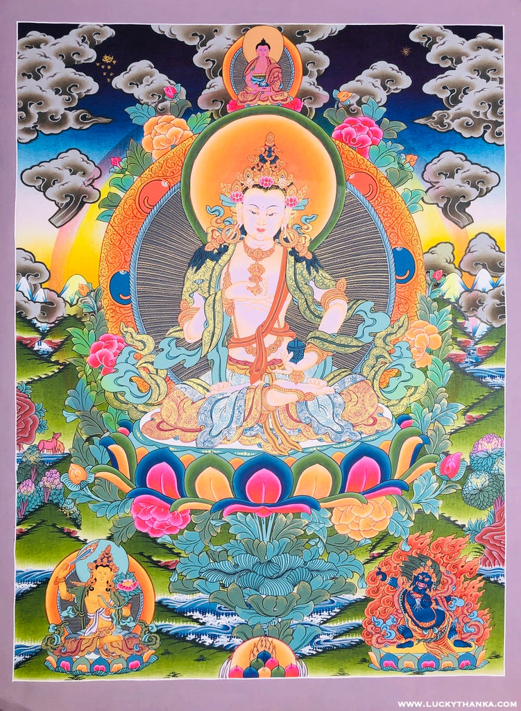 Vajrasattva Thangka Painting from Nepal - Lucky Thanka