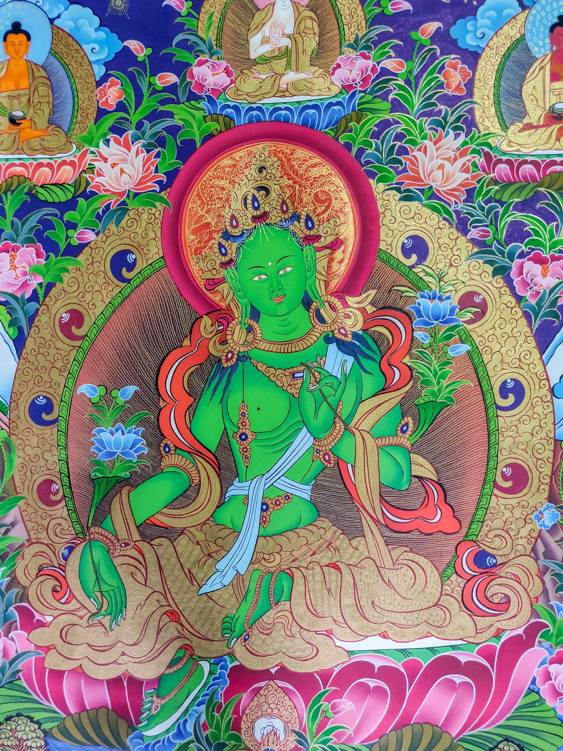 Thangka Painting of Green Tara - Lucky Thanka