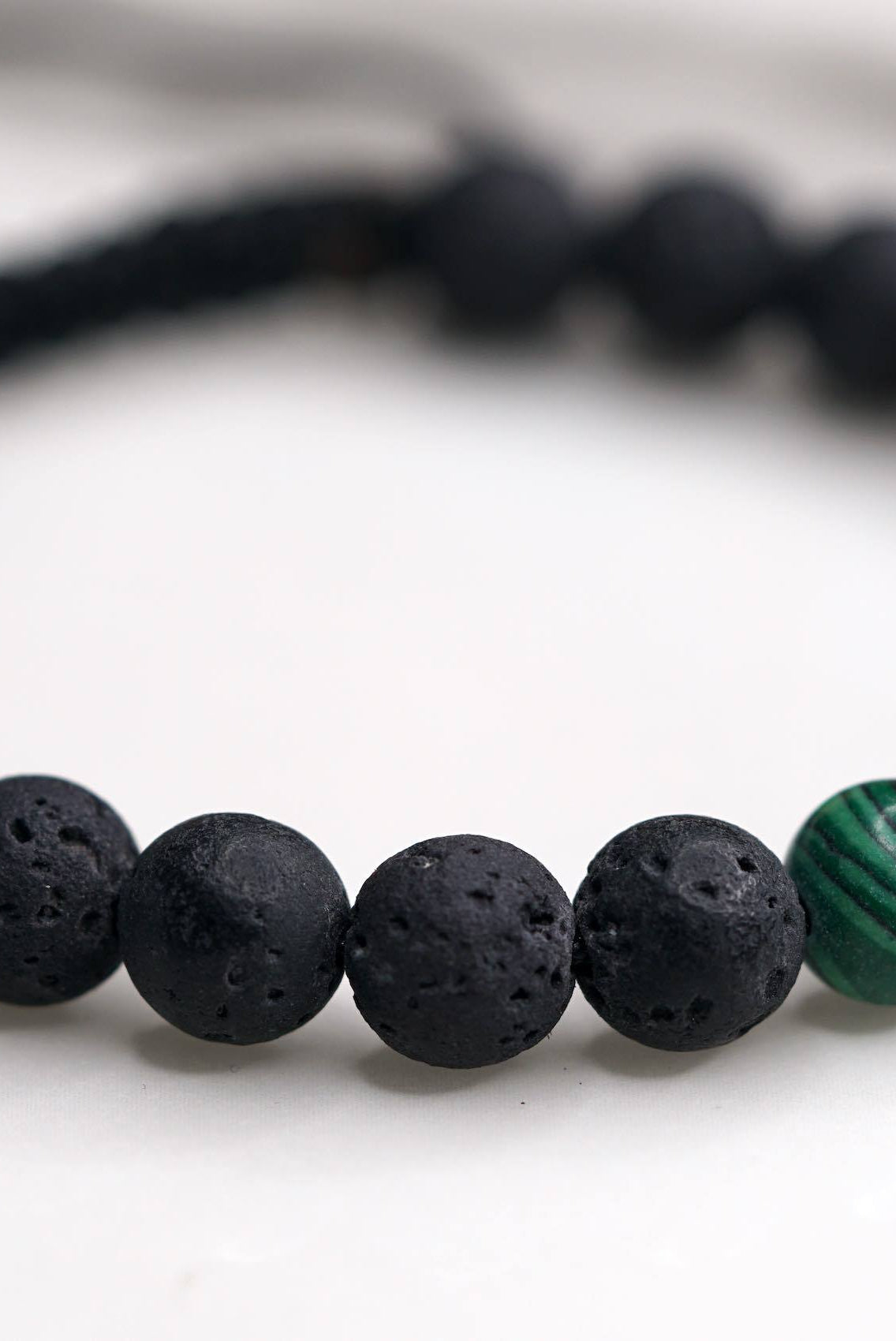 Lava Stone and Malachite Handmade Bracelet | Wrist Mala - Lucky Thanka