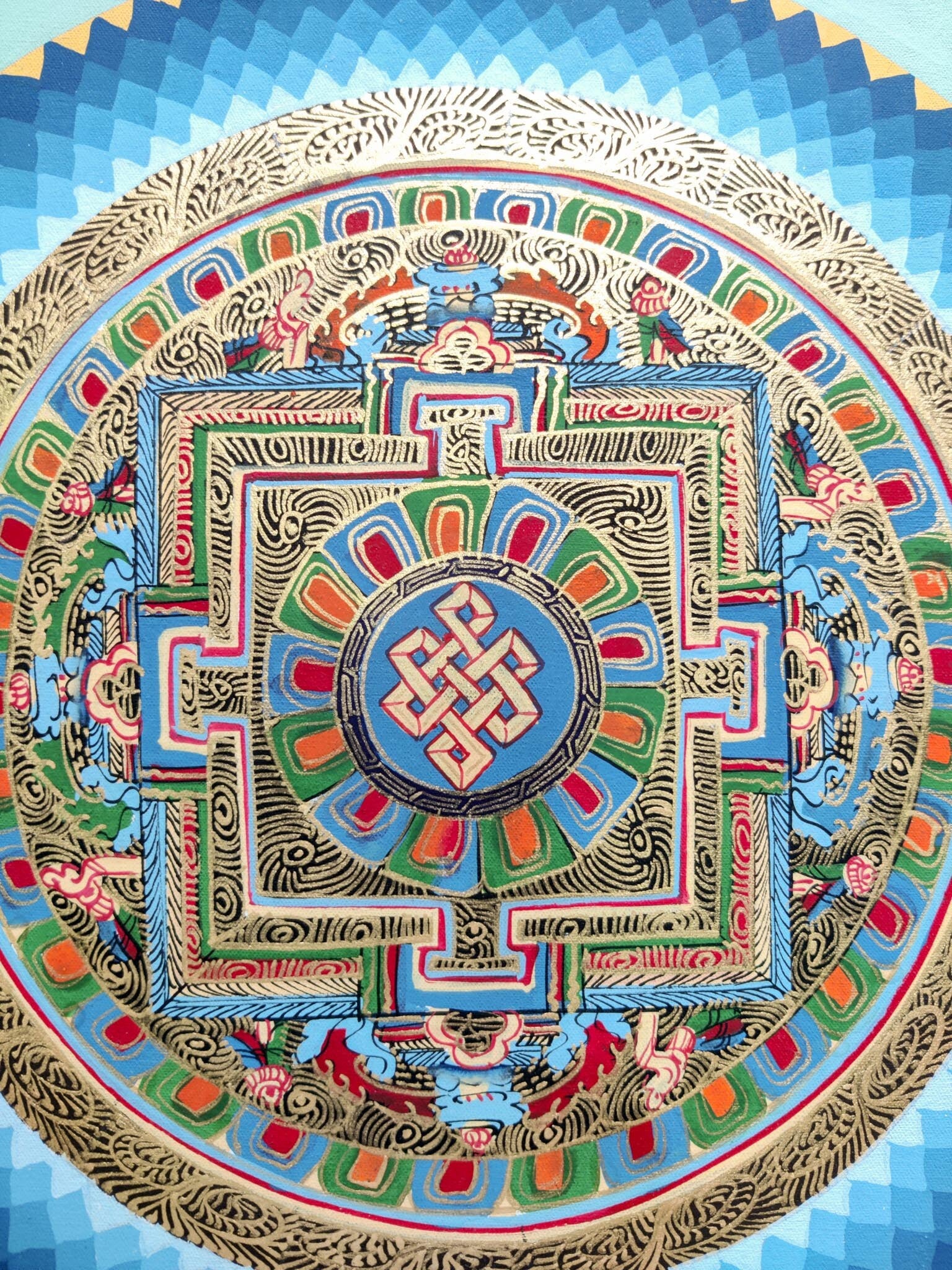 Endless Knot Mandala for Awareness like Sky - Lucky Thanka