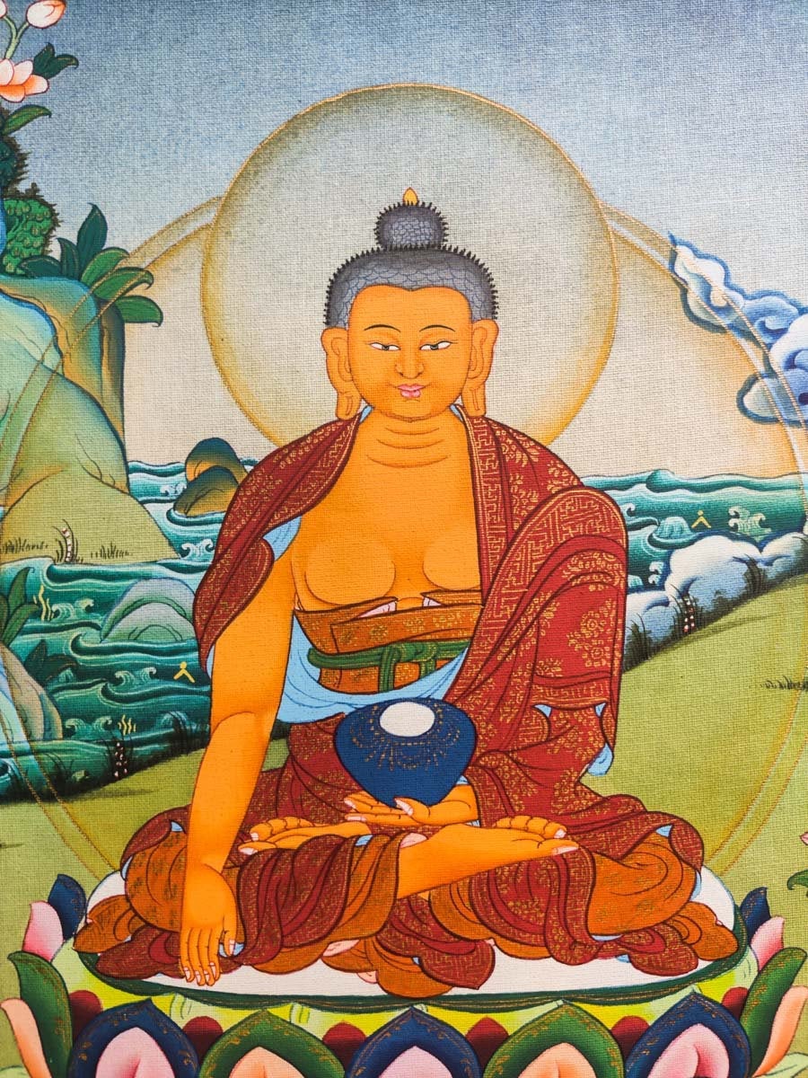 HAND PAINTING Tibetan Arts - Shakyamuni Buddha - Lucky Thanka