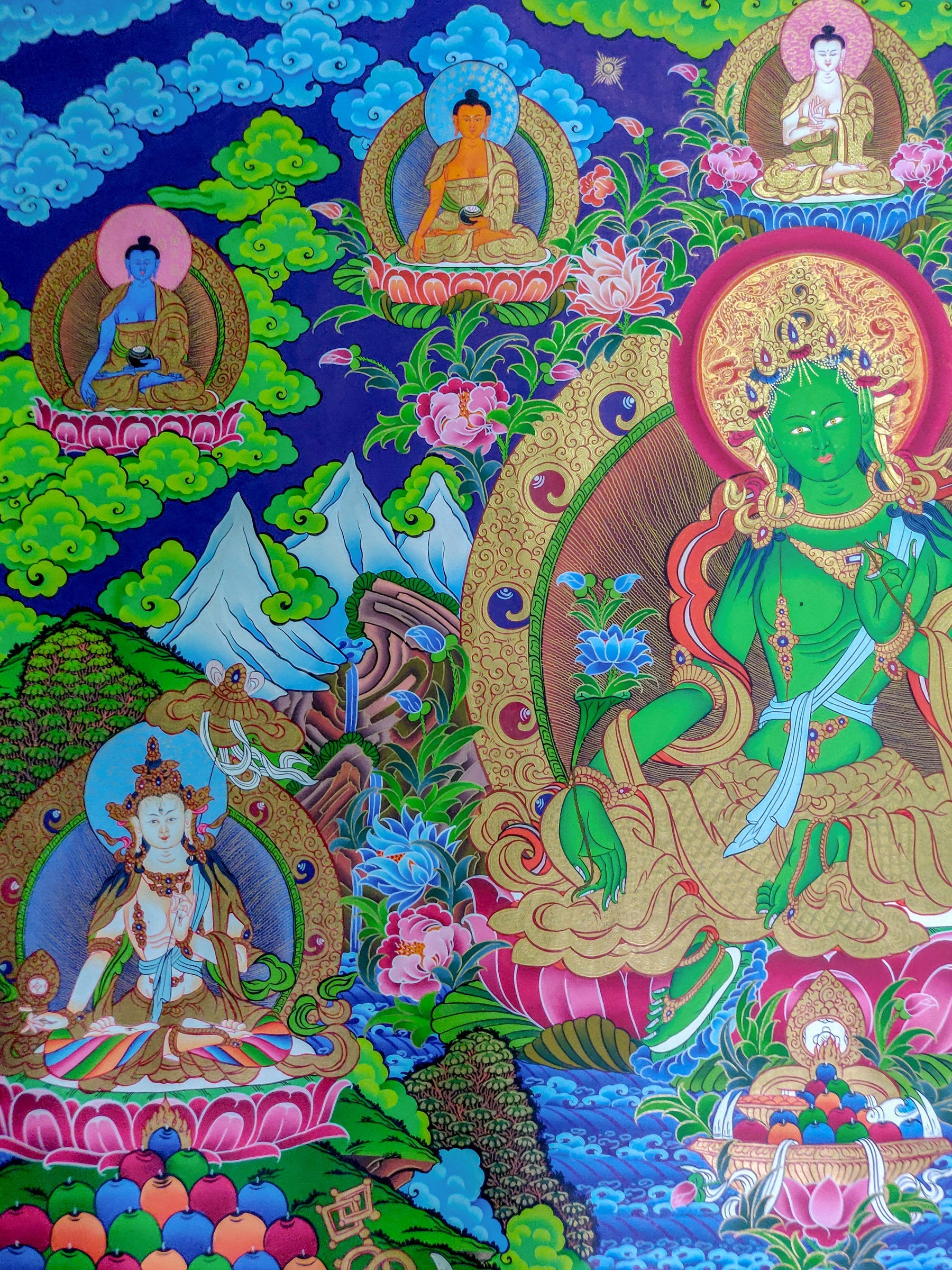 Thangka Painting of Green Tara - Lucky Thanka