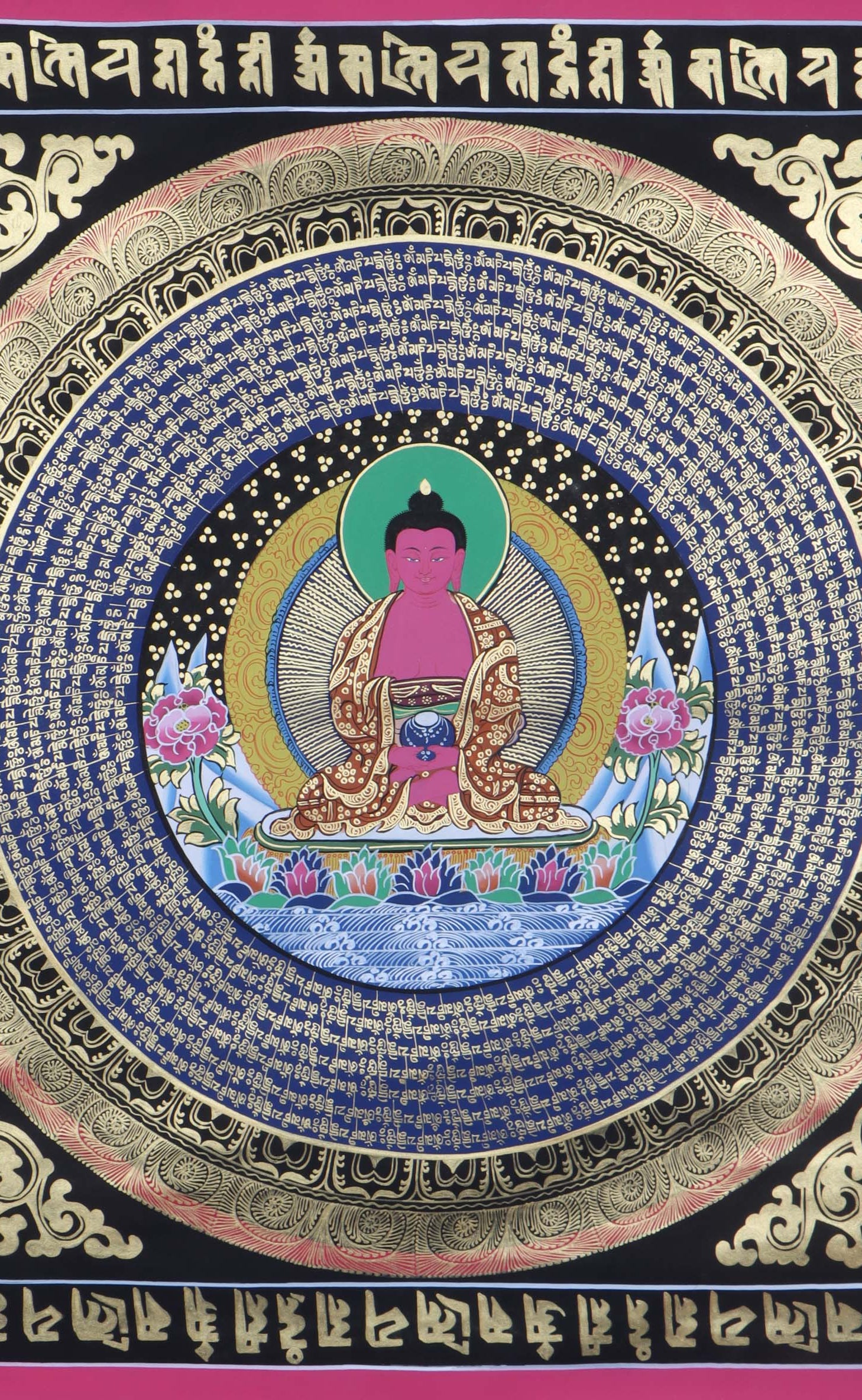 Handpainted Amitabha Buddha Mandala - Best handpainted thangka painting - LuckyThanka 