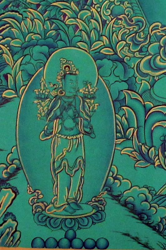 Tibetan Thangka Painting of Avalokiteshvara | Kuanyin - Lucky Thanka