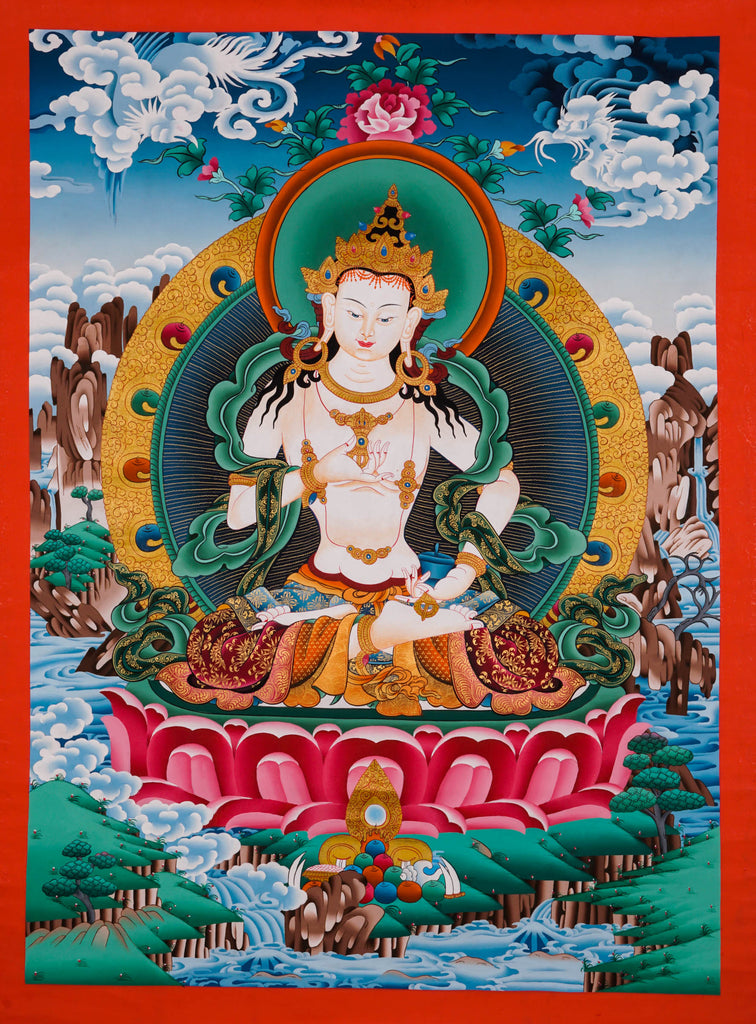 Tibetan Buddhism Vajrasattva Thangka - Best handpainted thangka painting - LuckyThanka 