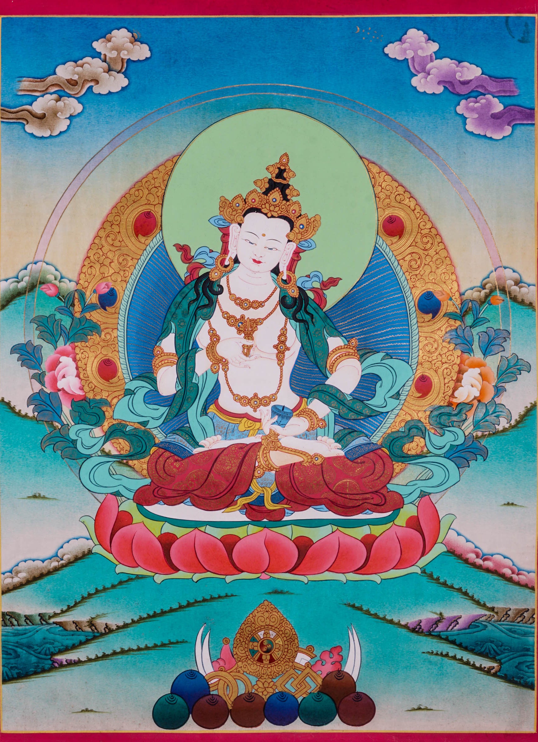 Vajrasattva Thangka - Best handpainted thangka painting - LuckyThanka