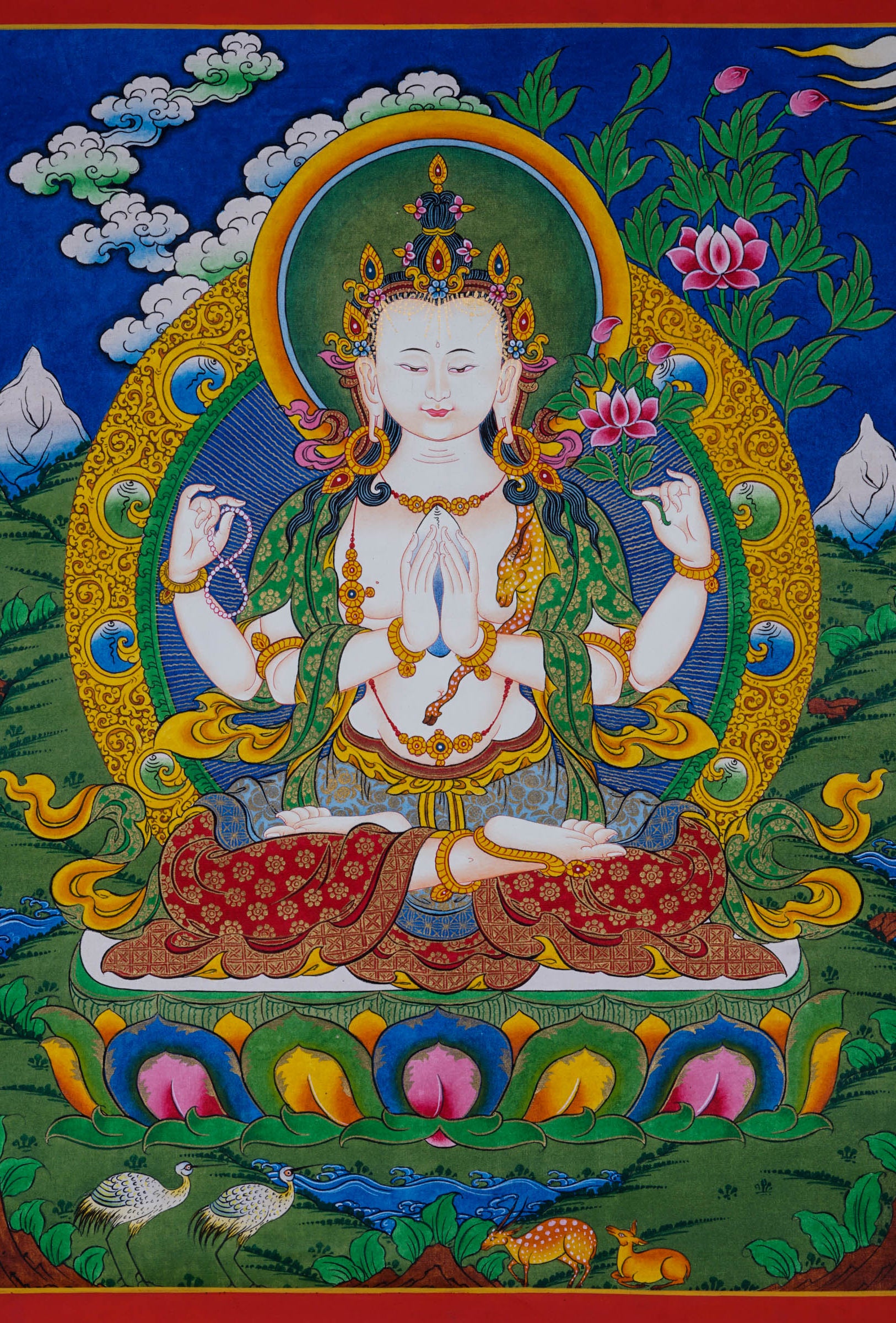 Guanyin or Quanyin Painting - Best handpainted thangka painting - LuckyThanka
