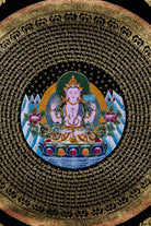 Chenrezig Bodhisattva - Mandala Thangka - Handpainted thangka from Nepal - LuckyThanka