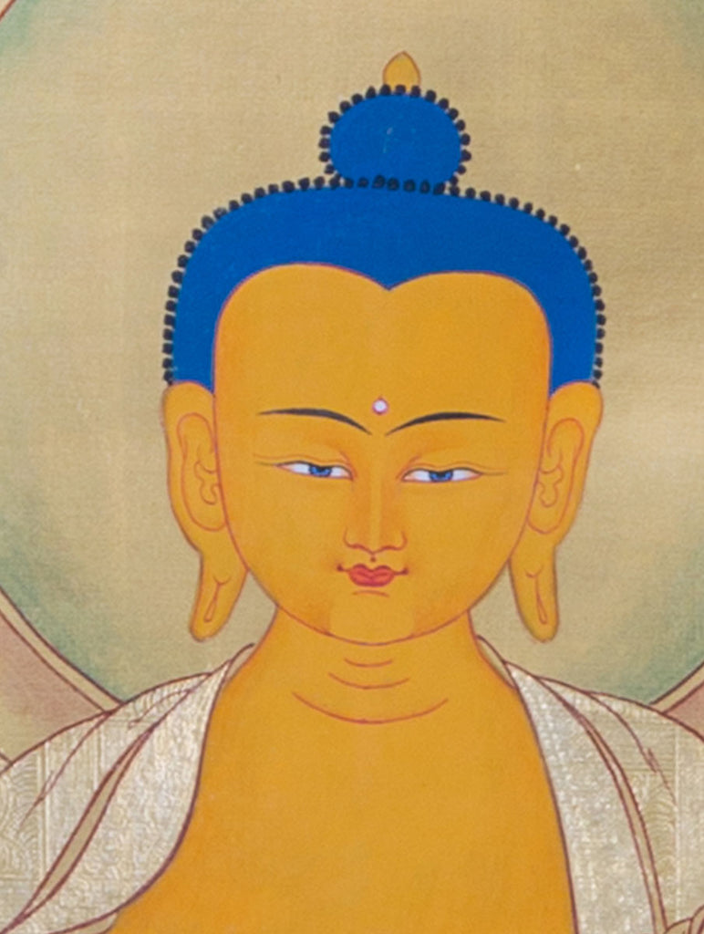 108 Shakyamuni Buddha Fully GOLD painted on cotton canvas | Tibetan Thangka painting - Lucky Thanka