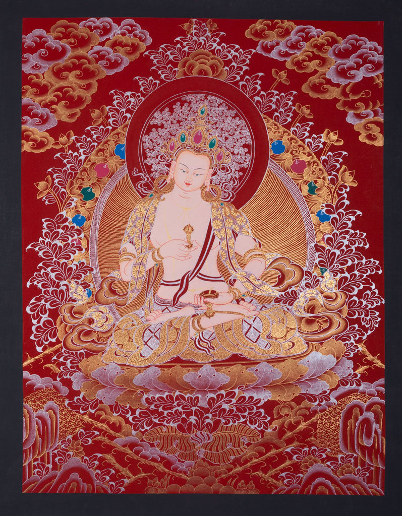 Red and Silver Tibetan Thangka painting | Purification - Lucky Thanka