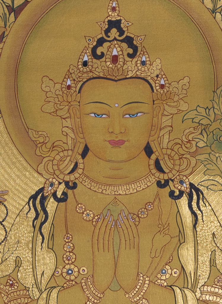 Full Gold Painting of Chenrezig | Arts – Lucky Thanka