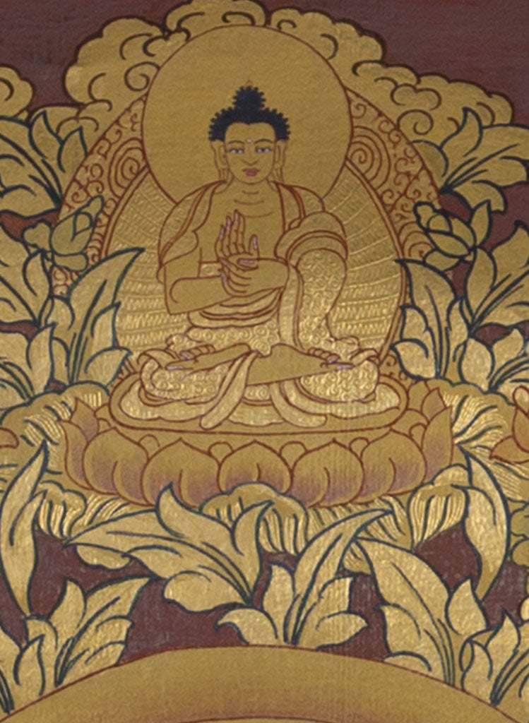Gold Painted on cotton Canvas Tibetan Thangka Painting of Chenrezig | High Quality Collection - Lucky Thanka