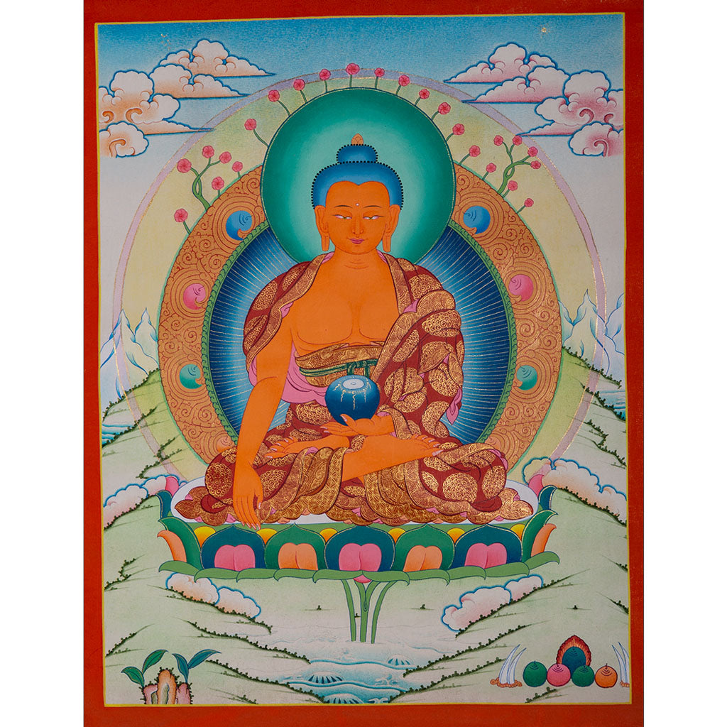 Shakyamuni Buddha hand painted thangka art from the birth place of Buddha, Nepal - Lucky Thanka